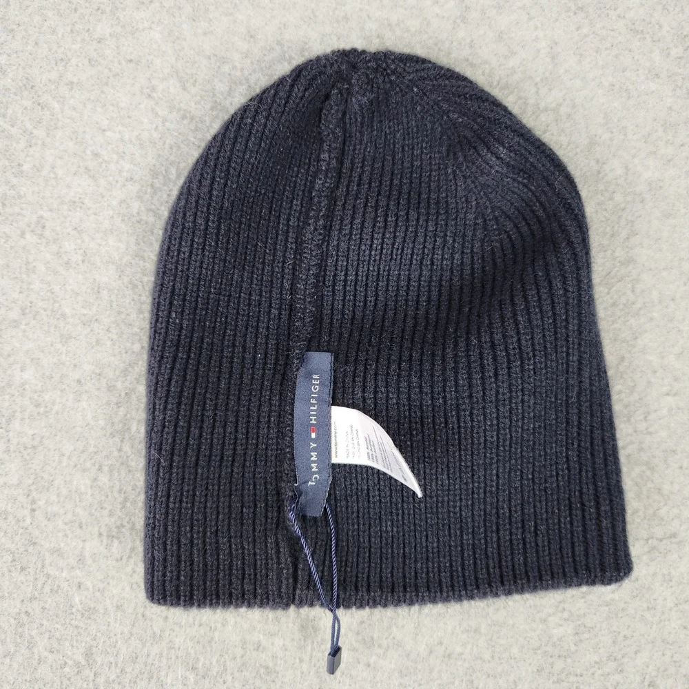 Tommy Hilfiger Beanie Unisex OS Navy Blue Red White Striped‎ Ribbed Knit Hat